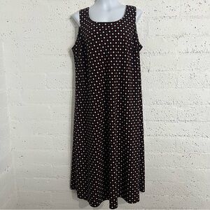 Anna Maxwell Petite Plus Dress 18WP Black Red White Polka Dot Sleeveless Midi K